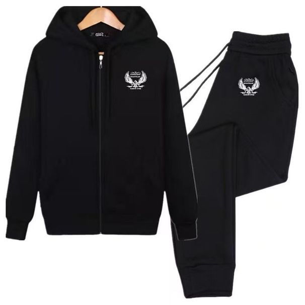 Men's Cotton Sweatshirt Hooded Cardigan Autumn Winter Fleece Sports Casual Set Zipper Hoodie Long Pants Sweatpants_desvips.com