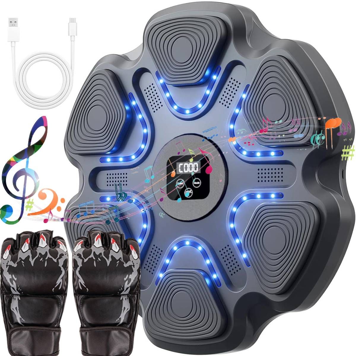 Model Smart Music Boxing Machine For Adults Kids, Training Machine With LED Electronic Wall Mounted, Home Indoor Workout Equipment With Boxing Gloves_desvips.com