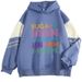 New Autumn And Winter Fleece Loose Hooded Sweatshirt Color Blocking_desvips.com