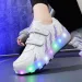 Childrens dual wheel luminous sports shoes heel LED light roller skating childrens boys and girls USB charging 240914_desvips.com