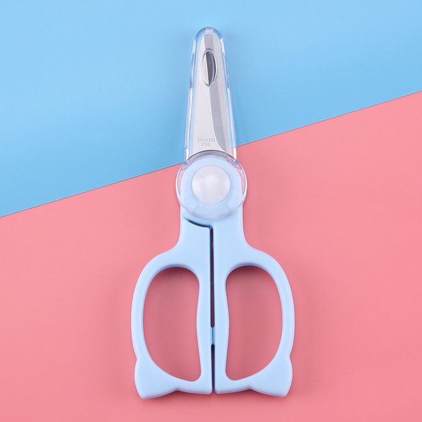 Stainless Steel Baby Food Scissors – Portable & Safe For Cutting Meat, Vegetables – Includes Protective Sheath_desvips.com