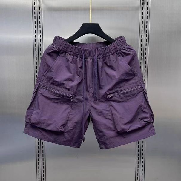 Summer Thin Cargo For Men, Loose Casual Five-Point Shorts, Quick-Dry Outdoor Pocket Zipper Breathable Mid-Length Shorts_desvips.com