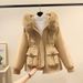 women's fd park cket winter short coat with fur hood, thick w outerwear for cold weather_desvips.com