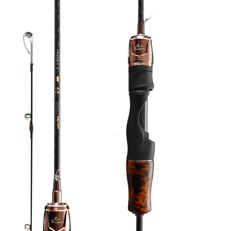 UL Micro Adjustment Horse Mouth Rod Road Sub Rod Solid Wood Grip Plug In Fishing Rod Carbon Solid Soft Slightly Road Sub Rod Fishing Rod_desvips.com