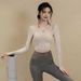 Cross-border Sports Fitness Long Sleeve T-shirt Women European American Running Gym Elastic Quick Dry Bodysuit Yoga_desvips.com
