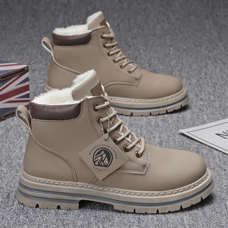 Men's Martin Boots 2025 Autumn New Fleece Thickened Outdoor Working Shoes British Style Retro Big Yellow Boots Men's Shoes_desvips.com