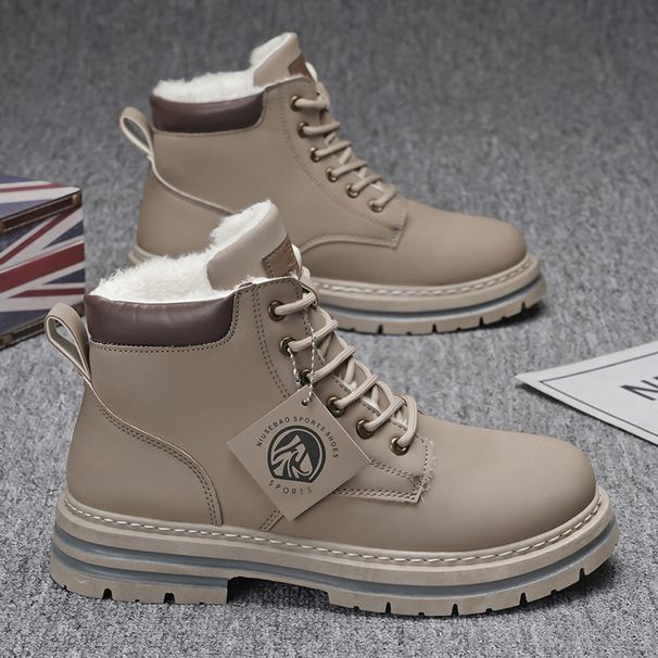 Men's Martin Boots 2025 Autumn New Fleece Thickened Outdoor Working Shoes British Style Retro Big Yellow Boots Men's Shoes_desvips.com