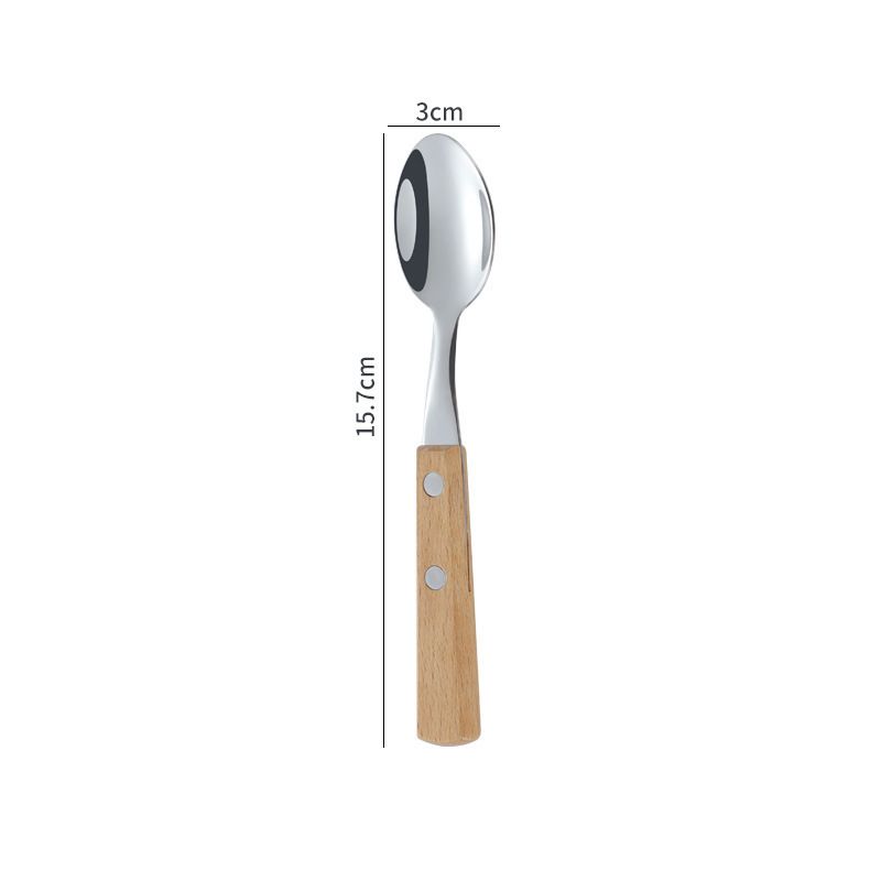 Outdoor Tableware 304 Stainless Steel Log Handle Steak Western Food Knife Fork Spoon Gift_desvips.com