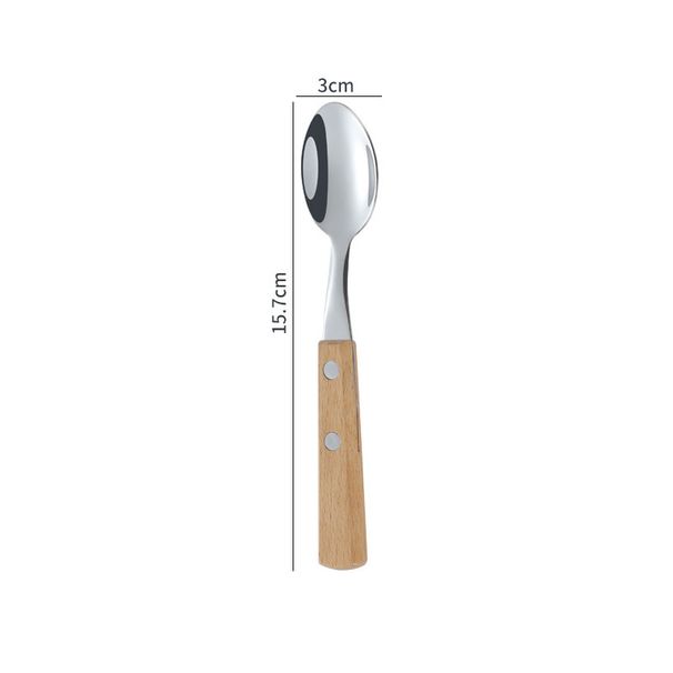 Outdoor Tableware 304 Stainless Steel Log Handle Steak Western Food Knife Fork Spoon Gift_desvips.com