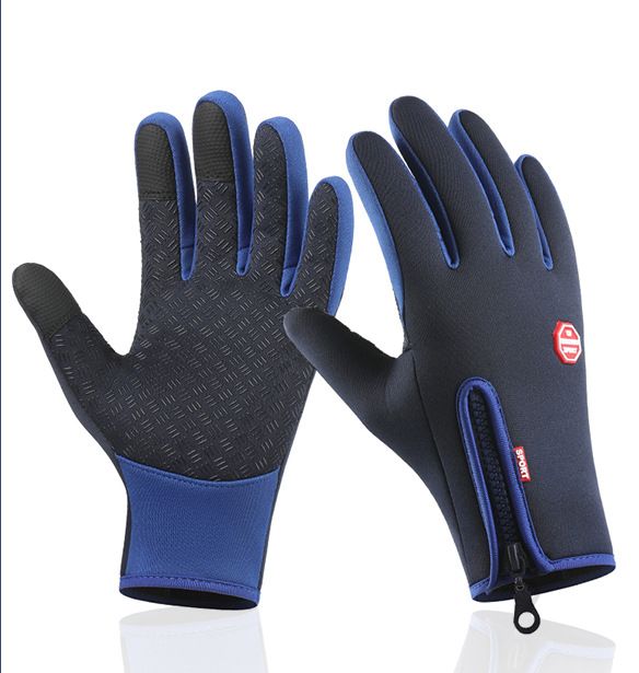 Cycling Gloves Outdoor Waterproof Gloves Winter Touch Screen Men And Women's Windproof Zipper Sports Plus Velvet Mountaineering Skiing Warm Gloves_desvips.com