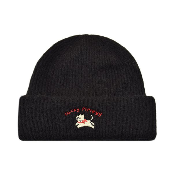 Embroidered Puppy Hat Knit Hat Autumn And Winter Couple Hat Ski Wool Hat Warm Face Small Pullover Hat_desvips.com