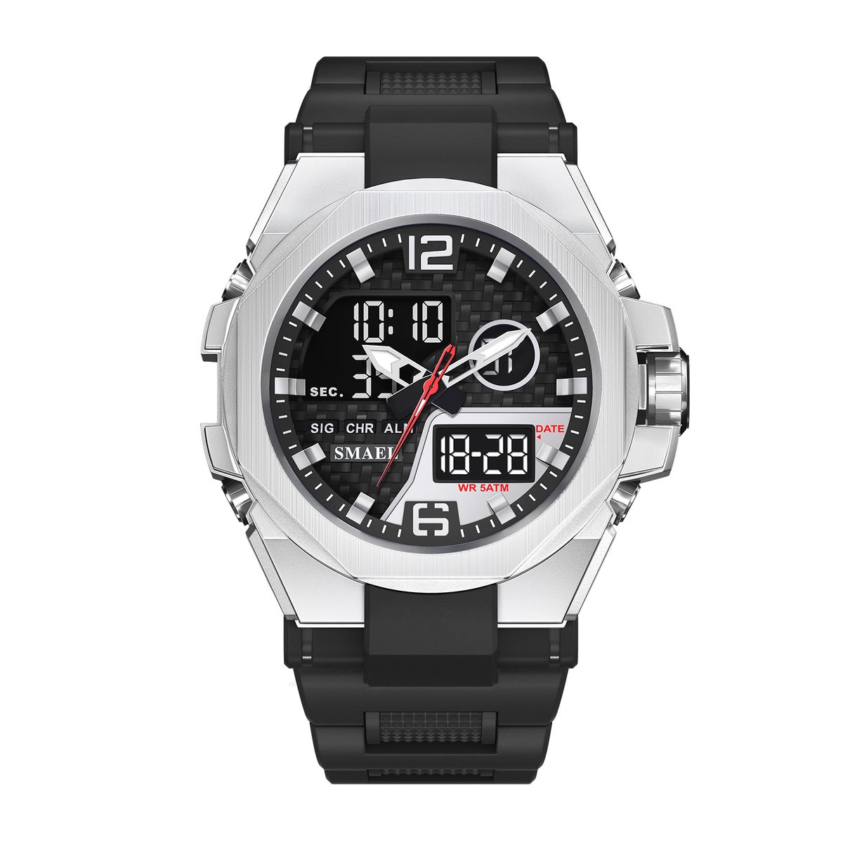SMAEL Brand Sport 8103 LED Light Alarm Clock Dual Time Display Waterproof Auto Date Watch For Men_desvips.com
