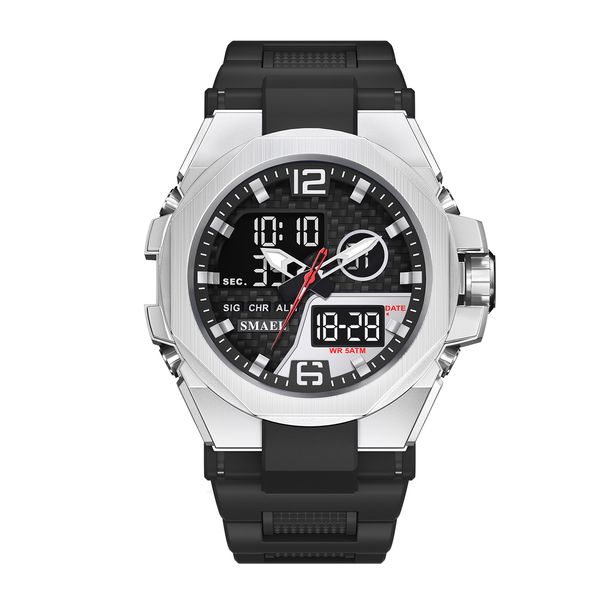 SMAEL Brand Sport 8103 LED Light Alarm Clock Dual Time Display Waterproof Auto Date Watch For Men_desvips.com