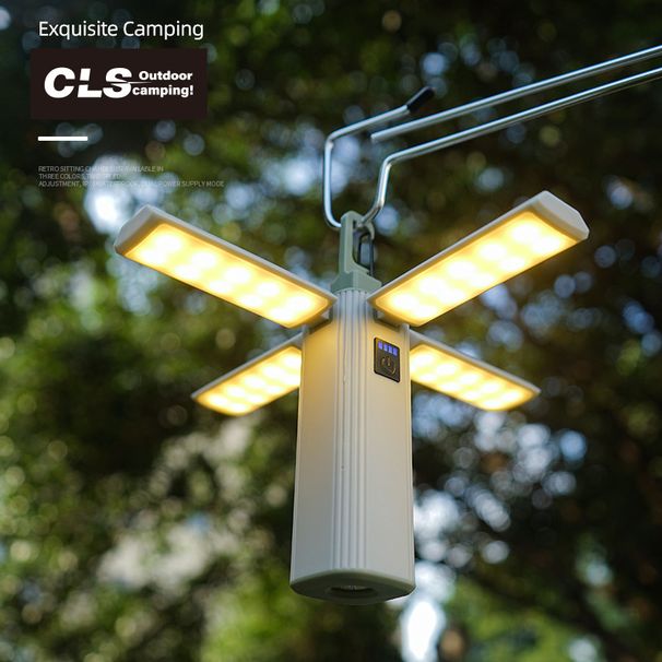 Outdoor Camping Camp Long Battery Life Four-Leaf Foldable Atmosphere Tent Canopy Multi-Functional LED Light_desvips.com