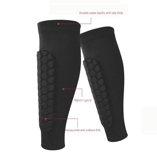 Honeycomb Calf Guard Lycra Professional Silicone Non Slip Football Sports Calf Protector Basketball Game Anti Collision Leg Guard_desvips.com