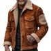 Autumn Winter Men's Coat Jacket Lamb Wool Turn-down Collar Zipper Business Casual_desvips.com