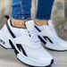 Single shoes new fashion low-top shoes daddy round head mid-heel lace-up net casual style sneakers_desvips.com