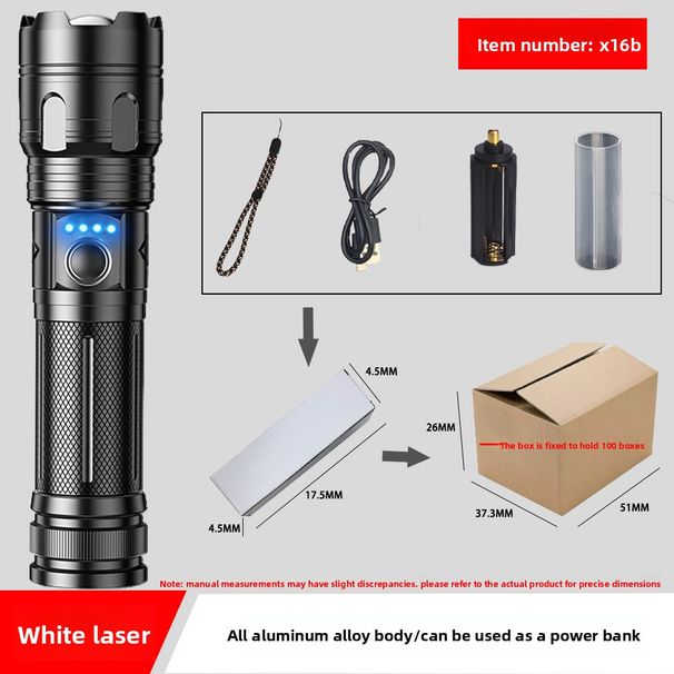 New TYPE-C Charging Outdoor Patrol Zoom White Laser Multi-Function Emergency Strong Light Flashlight_desvips.com