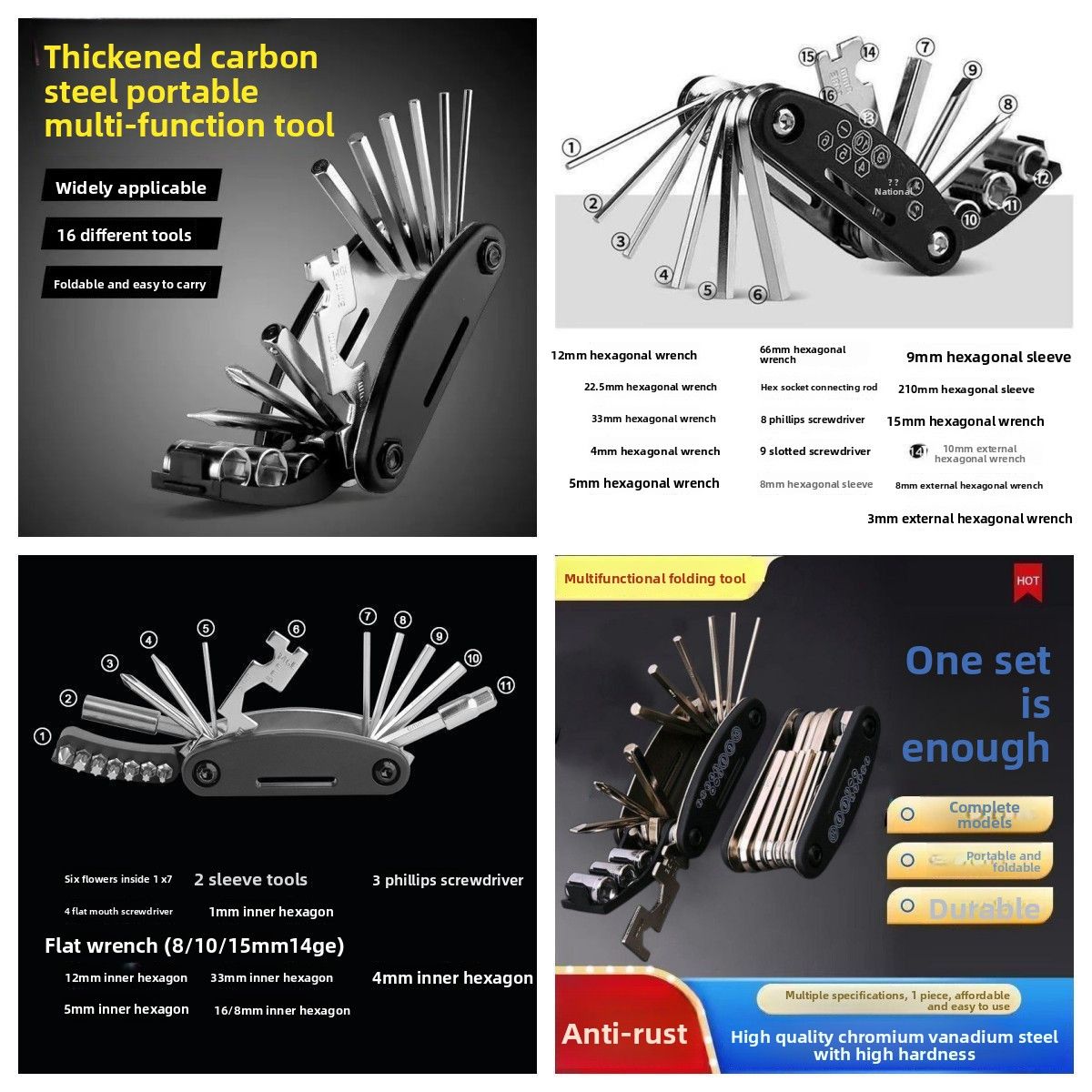 Zero Time Difference New Multi-Functional Folding Screwdriver Set Household Universal Hex Key Combination Wrench_desvips.com