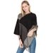 Large Checkered Color-blocked Knitted Warm Shawl European And American Autumn And Winter New Imitation Cashmere Tassel Pullover Cape_desvips.com