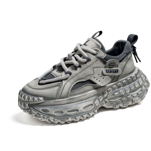 Men’s Shoes Mesh Breathable Sports Casual Non Slip Height Increasing Student Personality Dad Trendy Shoes_desvips.com