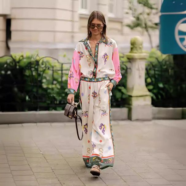 Women's clothing casual fashion all-match linen printed macaron long-sleeved suit_desvips.com