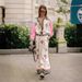 Women's clothing casual fashion all-match linen printed macaron long-sleeved suit_desvips.com