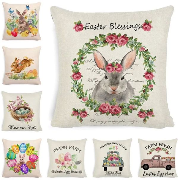 Easter Thanksgiving Harvest Festival Rabbit European Country Farm Style New Cushion Pillowcase Removable And Washable_desvips.com