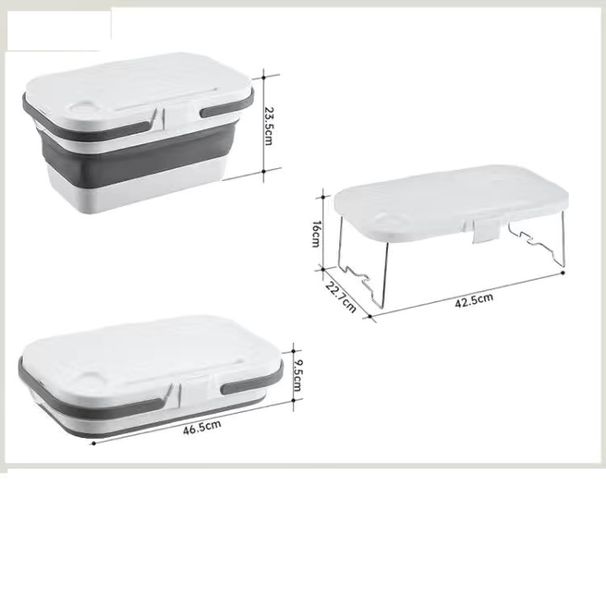 Outdoor picnic basket Large capacity hand basket Folding box Folding storage box Spring picnic basket small table_desvips.com