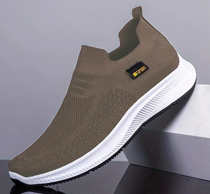 Men Walking Knit Mesh Breathable Lightweight Sneakers Slip-on Mens Casual Shoes Fashion Comfort_desvips.com