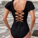 New V-neck Sexy Back Cross Tie One-piece Swimsuit TK278 For_desvips.com
