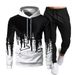 Crazy Muscle Men's Sports Casual Hooded Graffiti Print Slim Fit Fashion Simple OM Set_desvips.com