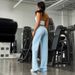 Cotton Zippered Drape Fitness Yoga Sports Trousers Pure Desire Straight Women's Floor-length Trousers_desvips.com