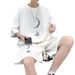Waffle Knit Casual Sports Suit For Men, Summer Trendy Loose Two-piece, Hong Kong Style Short-sleeve Shirt And Shorts_desvips.com