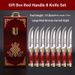 Mongolian Meat Knife Set – Premium 4Cr13 Steel Blades With Handcrafted Wooden Gift Box (6/8-Piece, Traditional Red & Blue Handle Options)_desvips.com