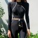 Korean Swimsuit For Women, Conservative Long Sleeve, Student Sun Protection, Two-Piece Zipper, Slimming Surfing,_desvips.com