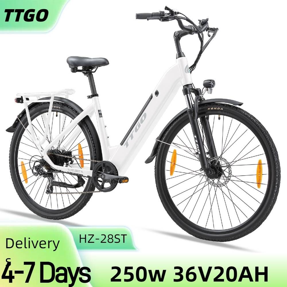 TTGO HZ-28ST Electric Bike For Adult 28" Step-thru Commuter City Ebike 250W Motor 36V 20Ah Battery_desvips.com