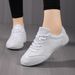 853White Leather Upper Aerobics Shoes Women Lightweight Cheerleading Sneakers Girls Athletic Footwear Fitness Dancing_desvips.com