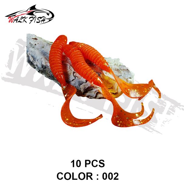 WALK FISH 10PCS/Lot Winter Ice Fishing Lure 70mm 2.5g Tail Soft Lure Forked Tail Fishing Bait Jig Head Texas Rig Fishing Tackle_desvips.com