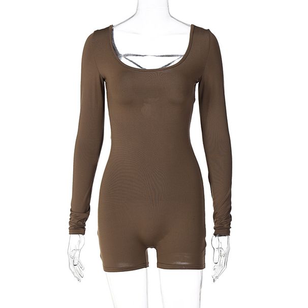2025 Summer New European And American Style Women's Long Sleeve U-Neck Tie Backless High Waist Hip-Lifting Sports Yoga_desvips.com