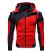 Men's Clothing Personalized Colorblock Double Zipper Hooded Cardigan Slim Sweater_desvips.com