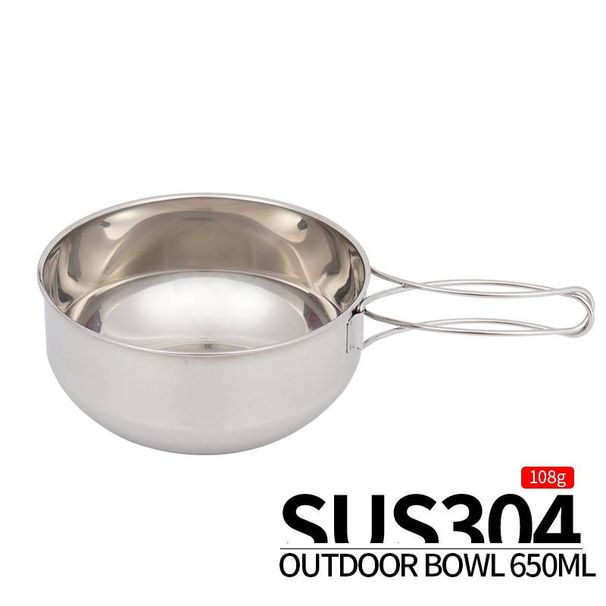 304 Stainless Steel Collapsible Bowl Set - 650ml Large Outdoor Camping Cookware (4-Piece) For Hiking & Picnic_desvips.com