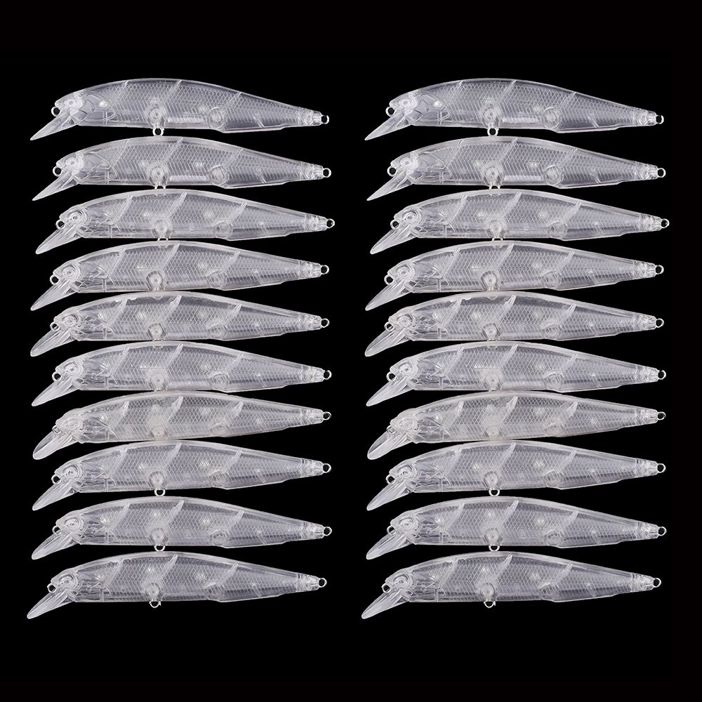 Chan’sHuang 20PCS Unpainted Blanks Bait 11cm/12g Transparent Floating Rattles Minnow DIY Handmade Artificial Fishing_desvips.com
