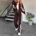 Women’s Y2K Striped Zip-Up Jacket Outfit, Trendy Casual Sportswear Set For Fall (Europe & US Style)_desvips.com