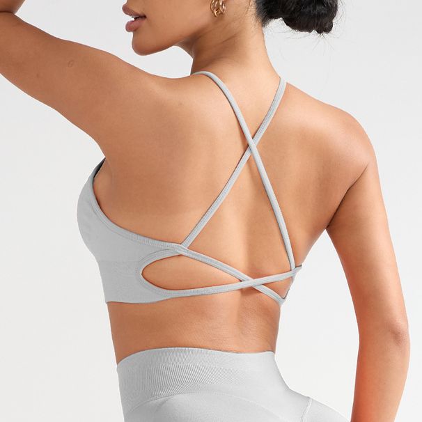Women's Sports Bra, Shockproof And Anti Sagging, Yoga Bra, Cross Back Sports Bra, Halter Neck Fitness Vest_desvips.com