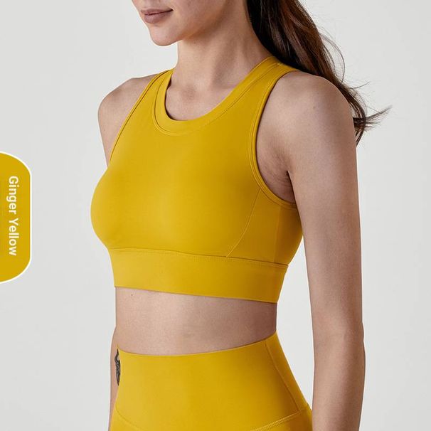KOS High-strength, Push-up, Shock-absorbing, Semi-fixed Cup Sports Bra For Women, Anti-shock, Backless, Yoga Top, Fitness Bra For Women._desvips.com