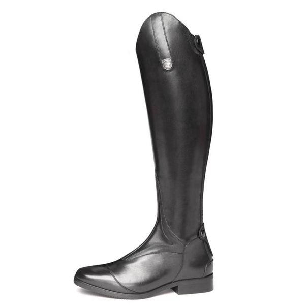 matte cowhide western cowboy women's genuine leather thick heeled short boots, square toe brown high heels,_desvips.com