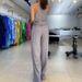 Women's clothing fashion temperament sleeveless hollow shirt high waist wide leg pants two-piece suit_desvips.com