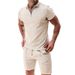Summer Men's Polo Casual Loose Short Sleeve Shorts Sports Set_desvips.com