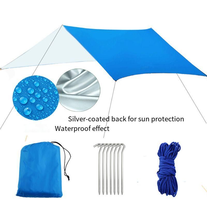 Outdoor camouflage canopy multifunctional waterproof sunblock beach sunshade tent canopy coated with silver canopy beach floor cloth_desvips.com